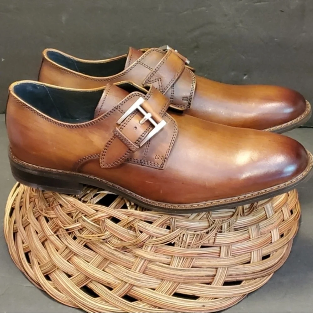 JOSEPH ABBOUD LEATHER SHOES Monk Strap BUCKLE Size 8.5 New